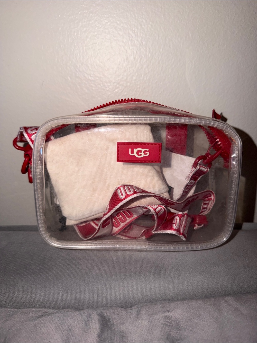 UGG Clear Shoulder Bag with Red Accents